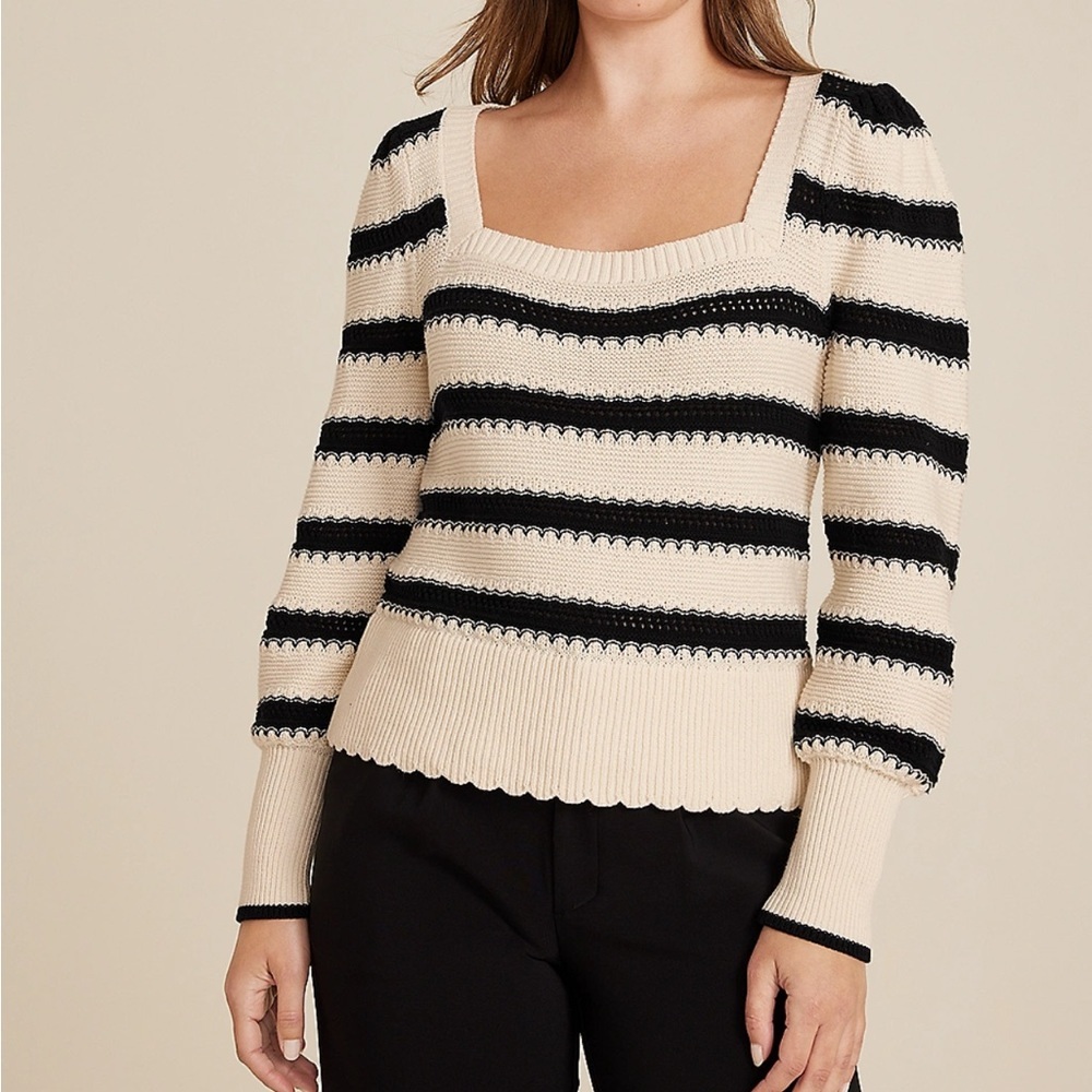 NWT Maurices Stripe Open Stitch Sweater black and white Size XS
